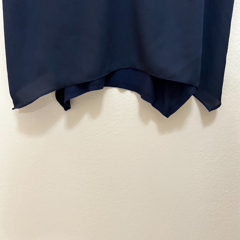 Inc International Concepts Flowing handkerchief hem, sleeveless, Navy Blouse. - Picture 3 of 5